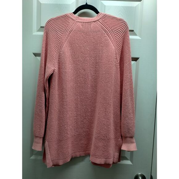 Vermont Country Store Size Medium Cotton Knit Pink Open Front Cozy Cardigan - Picture 3 of 5